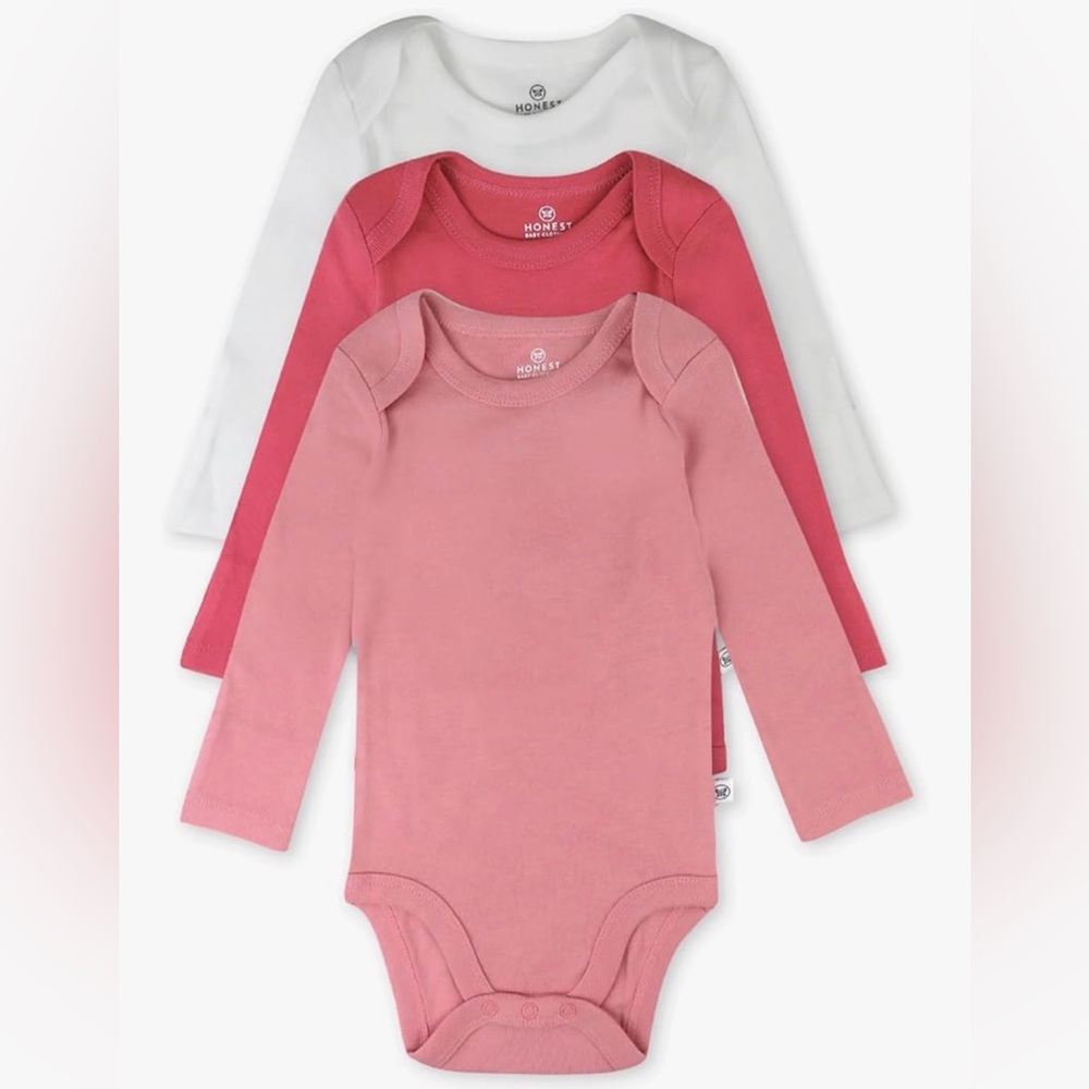 3-Pack Organic Cotton Long Sleeve Bodysuits, Bear White by Honest Baby